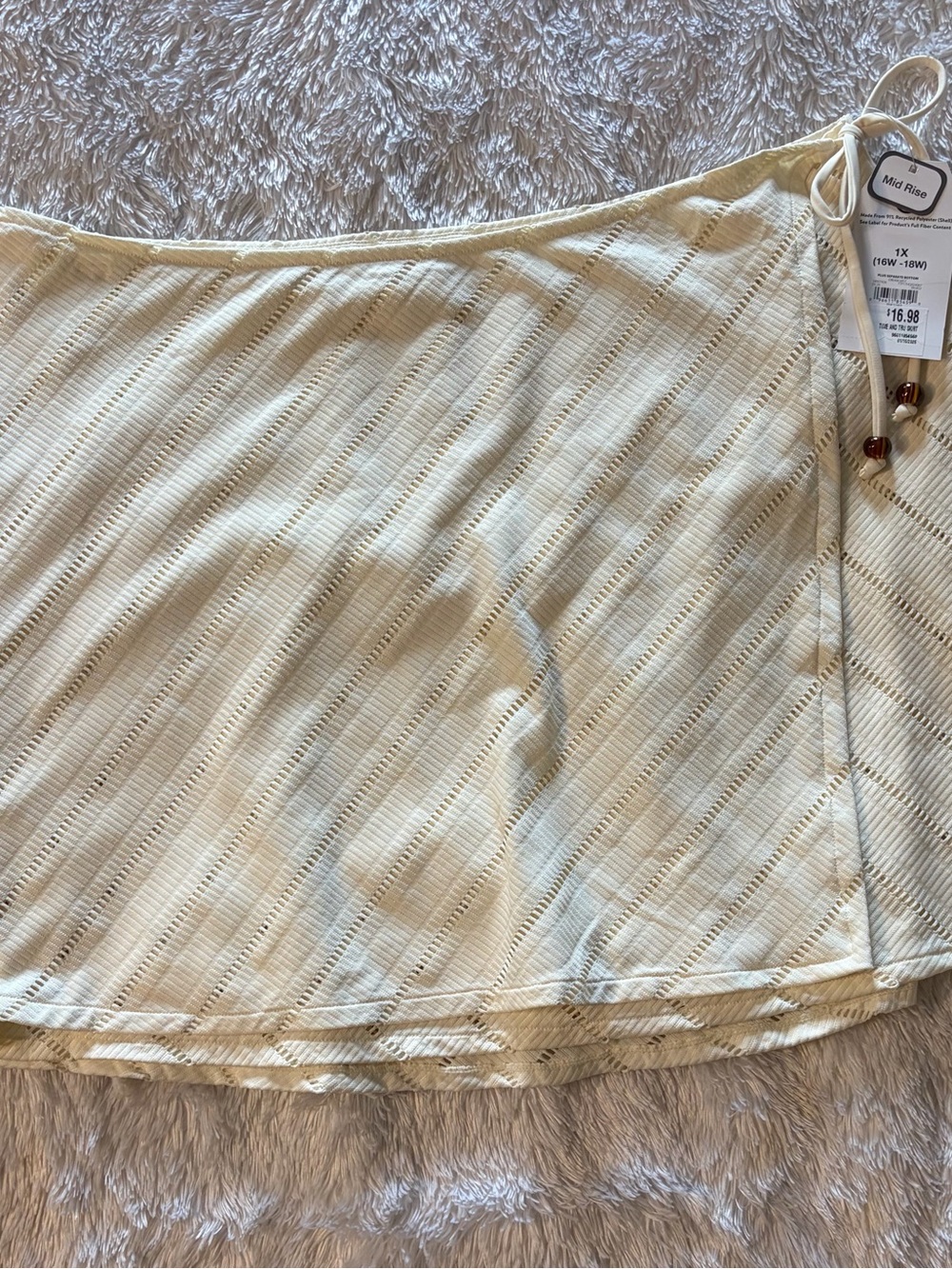 Time and Tru Cream Eyelet Wrap Skirt with Bead Tie